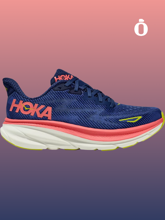 Hoka | Women's Clifton 9 Running Shoes | Evening Sky/Coral