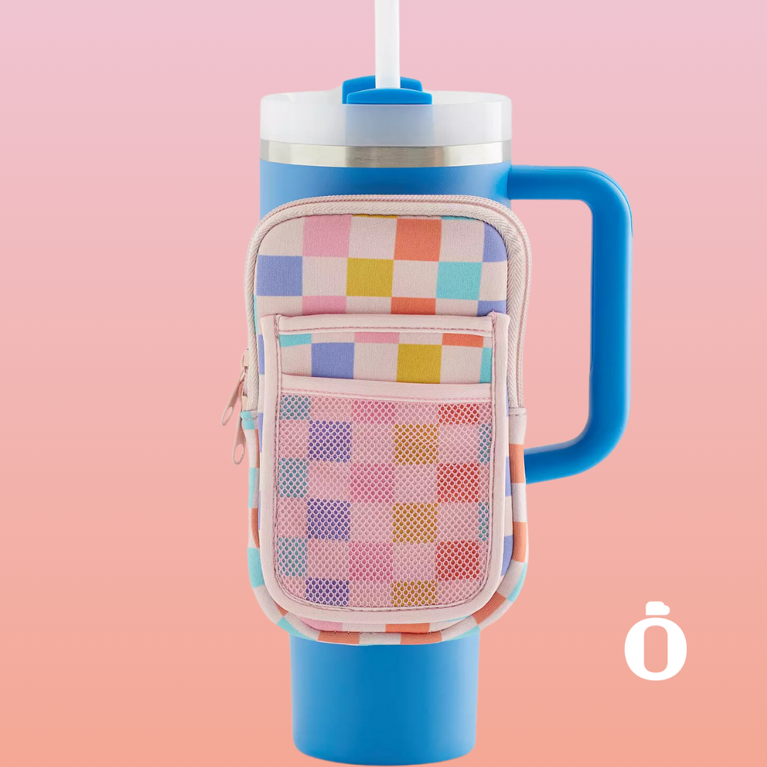 Katydid To-Go Water Bottle Pouch | Retro Multi Check