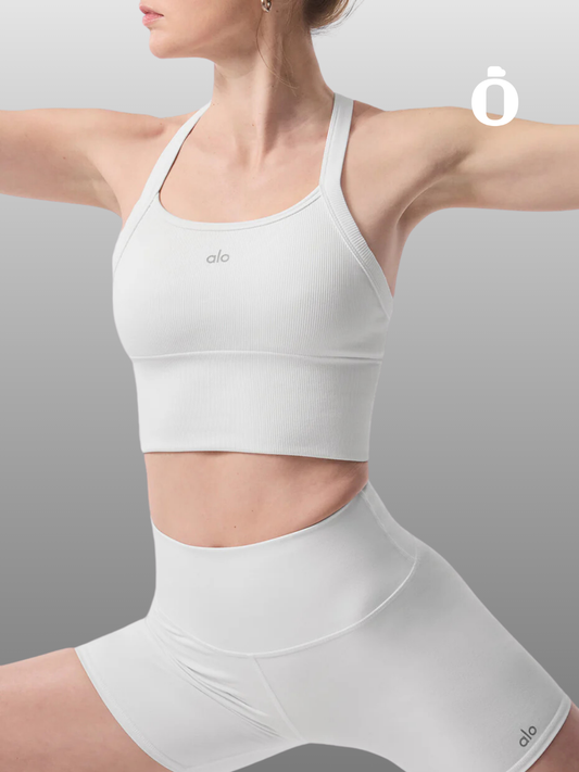 Alo | Seamless Ribbed Favorite Bra Tank | White