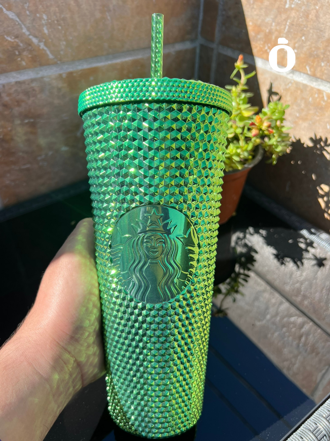 Starbucks Bling Metallic Green Cold Cup 24 Oz