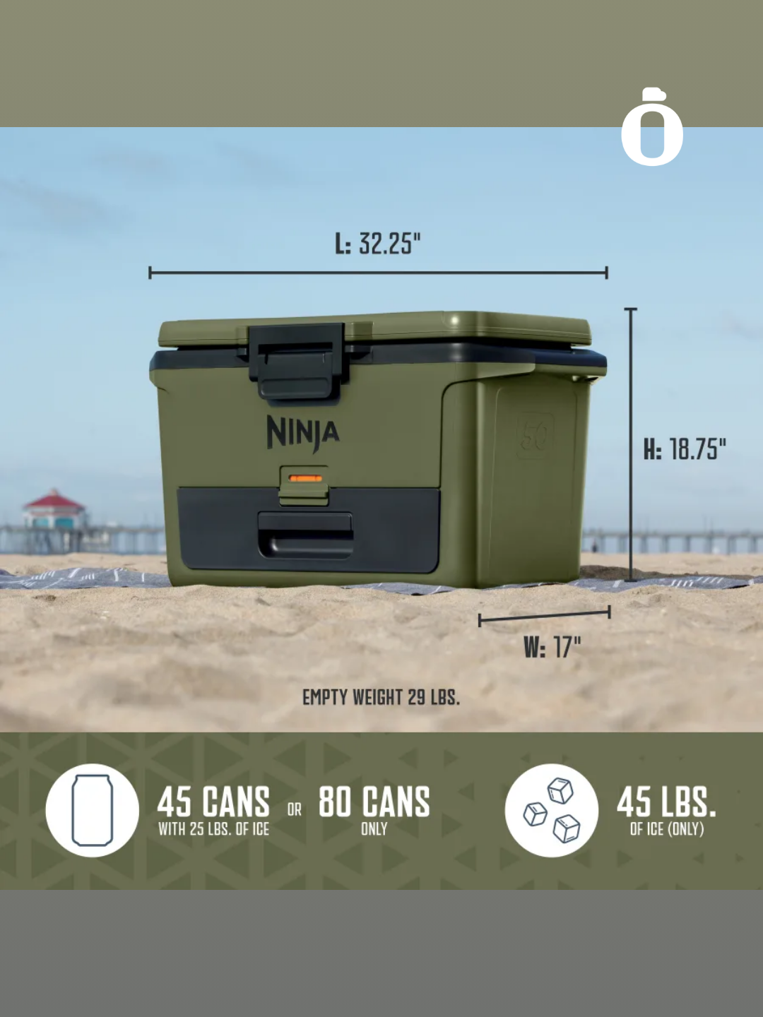 Ninja | FrostVault Hard Cooler with Dry Zone | 50 qt | Spruce Green