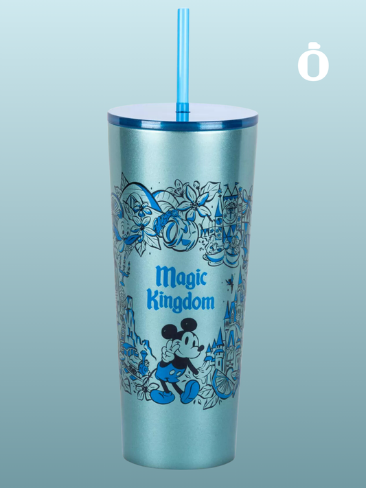 Magic Kingdom Stainless Steel Starbucks Tumbler with Straw | 24 oz | Blue