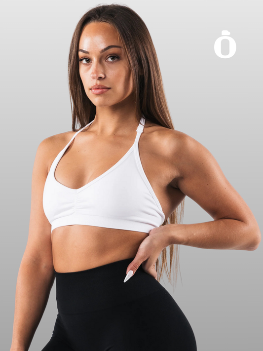 Alphalete | Amplify Halter Bra | White