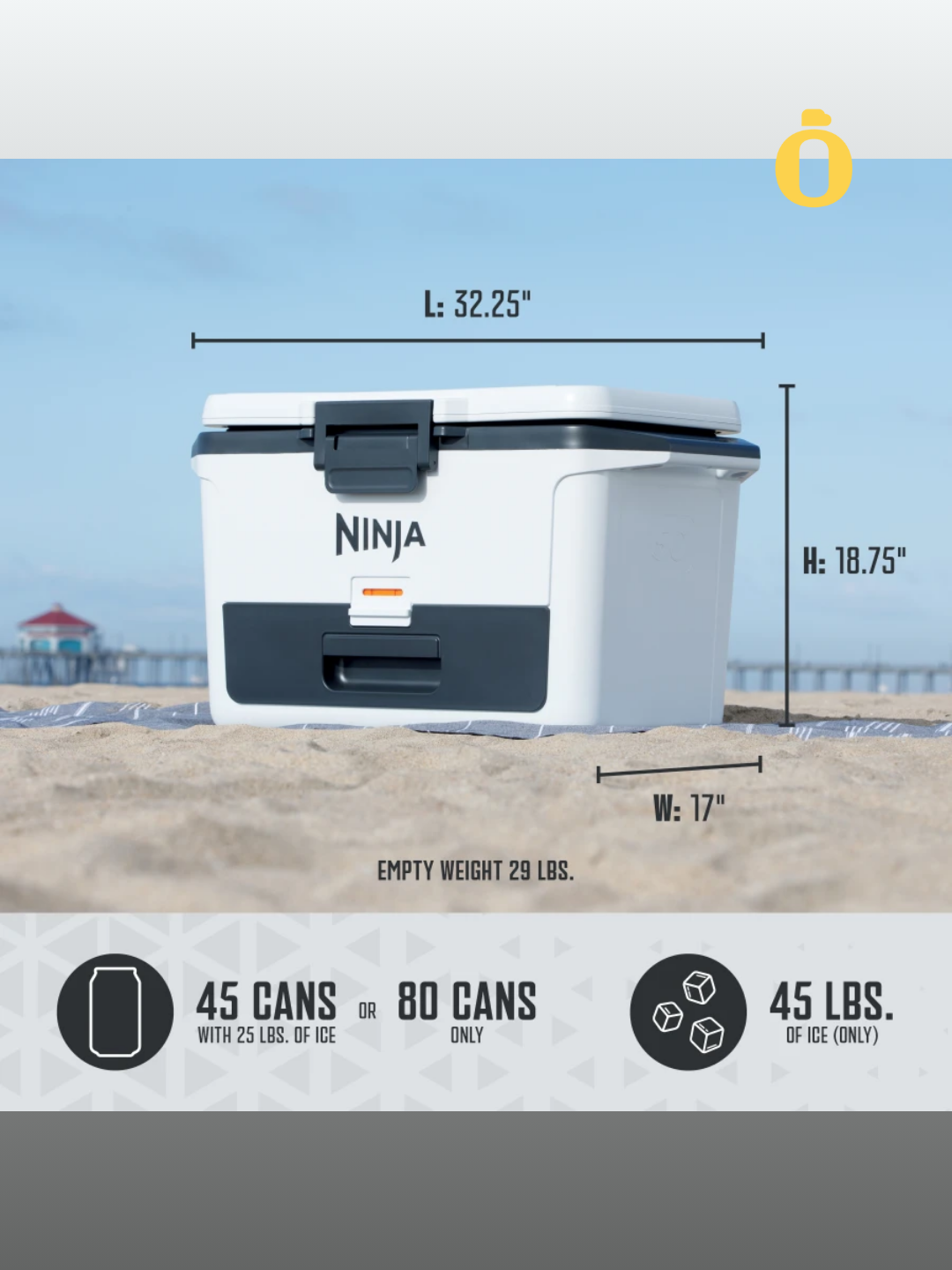 Ninja | FrostVault Hard Cooler with Dry Zone | 50 qt | Cloud White