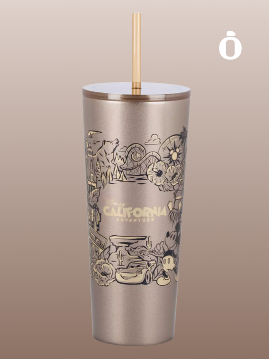 D. California Adventure Stainless Steel Starbucks Tumbler with Straw | 24 oz | Gold