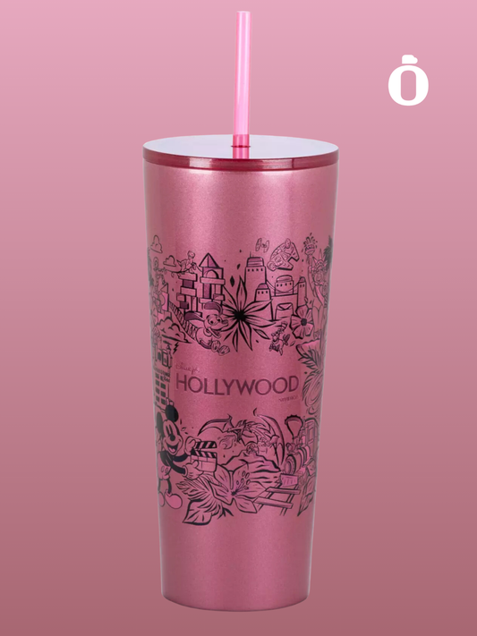 D. Hollywood Studios Stainless Steel Starbucks Tumbler with Straw | 24 oz | Pink