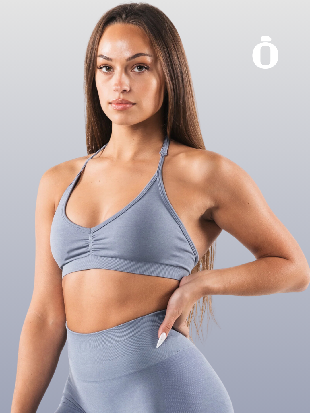 Alphalete | Amplify Halter Bra | Still Water