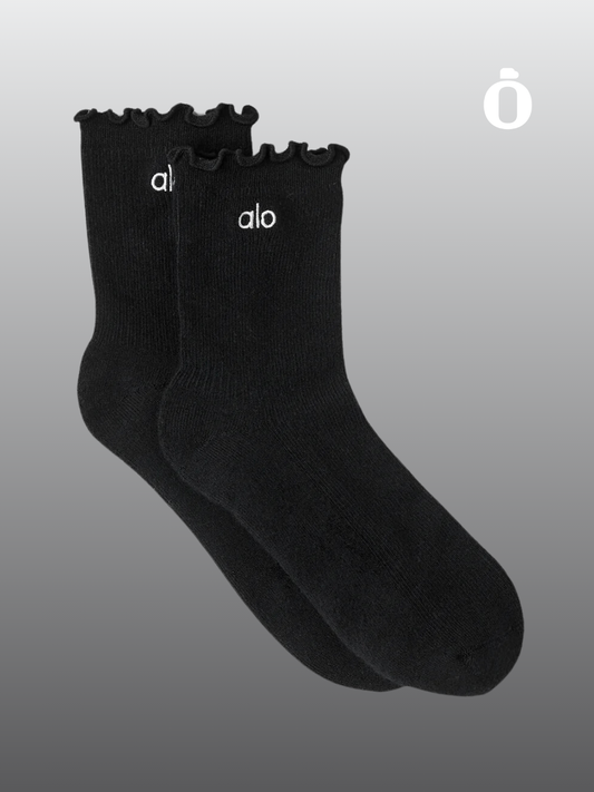 Alo | Women's Lettuce Edge Sock | Black