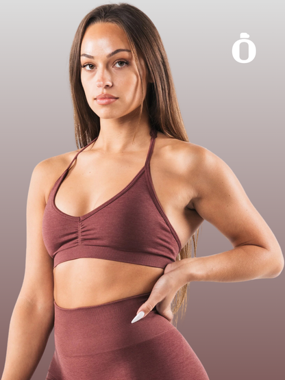 Alphalete | Amplify Halter Bra | Dusty Rose