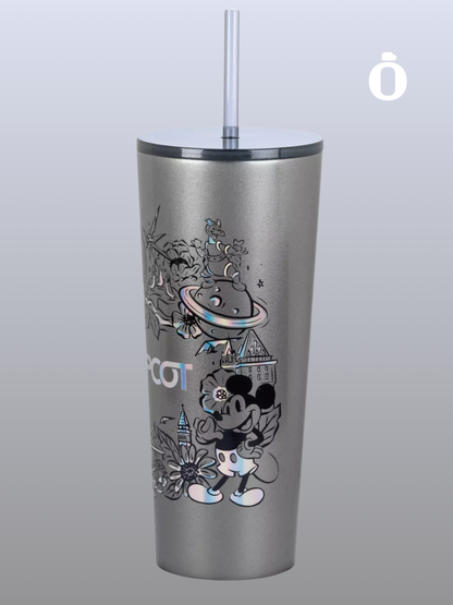 EPCOT Stainless Steel Starbucks Tumbler with Straw | 24 oz | Gray