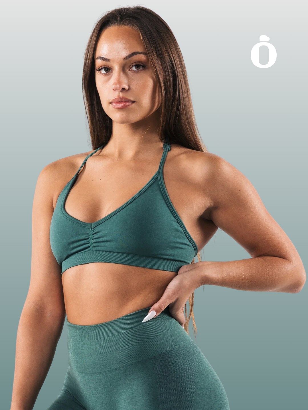 Alphalete | Amplify Halter Bra | Sage