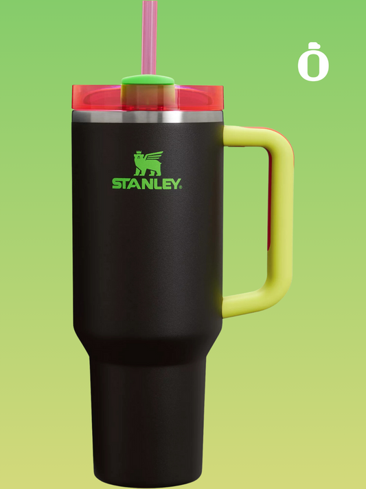 Stanley The Spring Fling Quencher H2.0 Flowstate Tumbler | 40 Oz | Black Neon