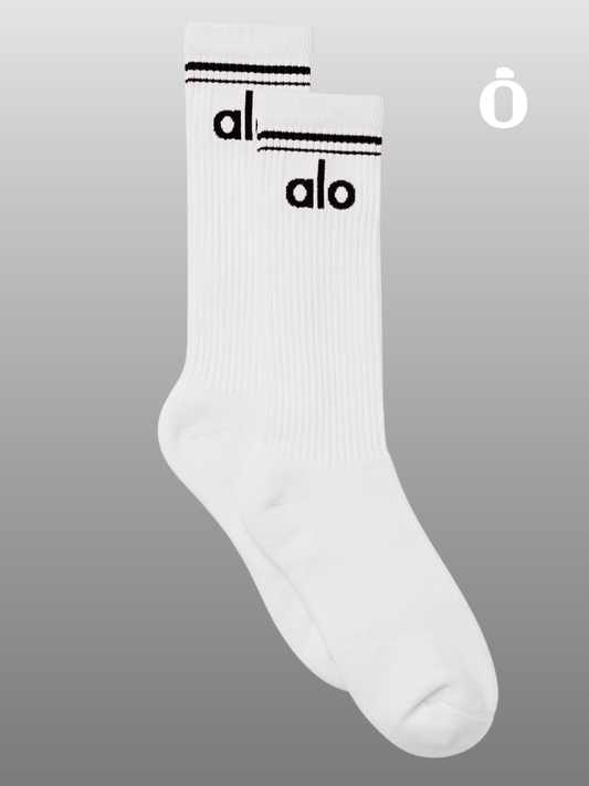 Alo | Unisex Throwback Sock | White/Black