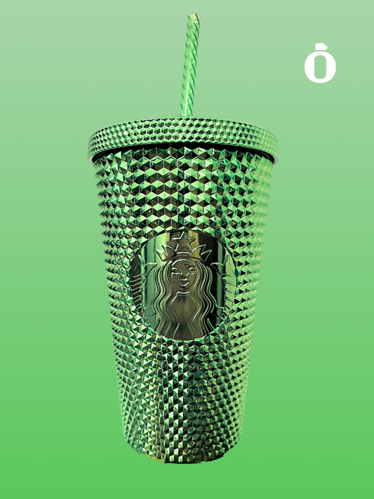 Starbucks Bling Metallic Green Cold Cup 16 Oz