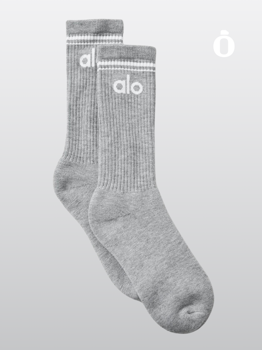 Alo | Unisex Throwback Sock | Athletic Heather Grey/White