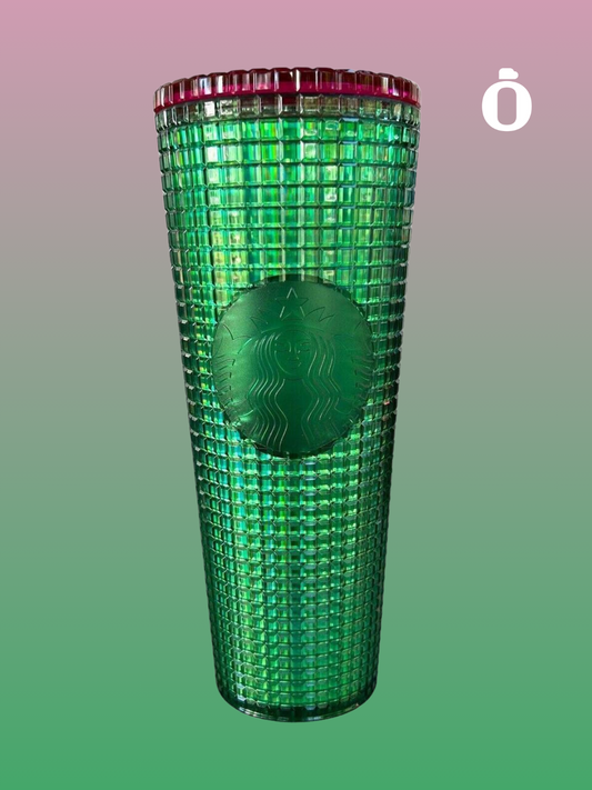 Starbucks Green And Pink Grid Cold Cup 24 Oz