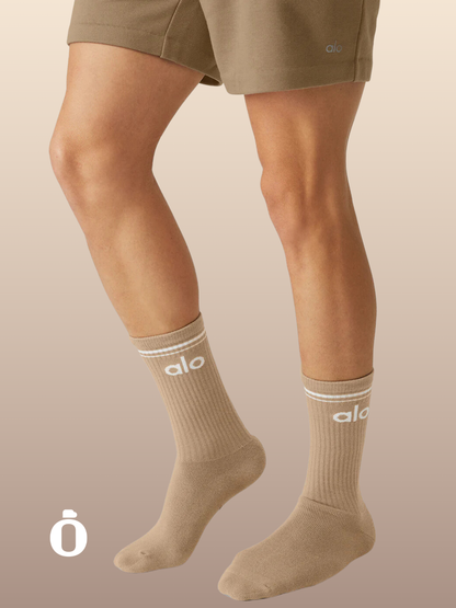 Alo | Unisex Throwback Sock | Gravel/White