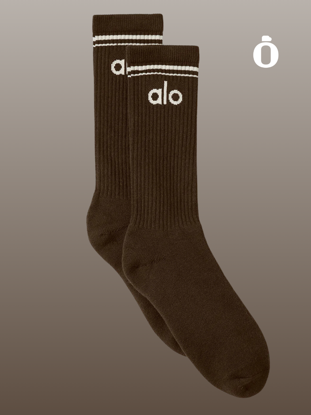 Alo | Unisex Throwback Sock | Espresso/Bone