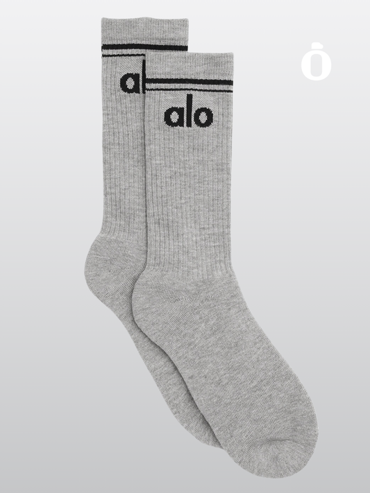 Alo | Unisex Throwback Sock | Athletic Heather Grey/Black