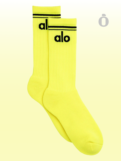 Alo | Unisex Throwback Sock | Highlighter/Black