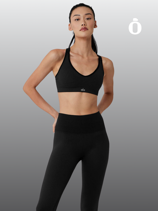 Alo | Seamless Ribbed Favorite Bra | Black