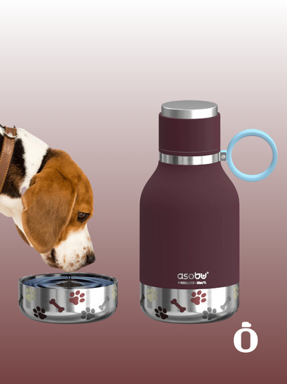 Asobu Dog Bowl Stainless Steel Insulated Travel Bottle | 33 OZ | Burgundy