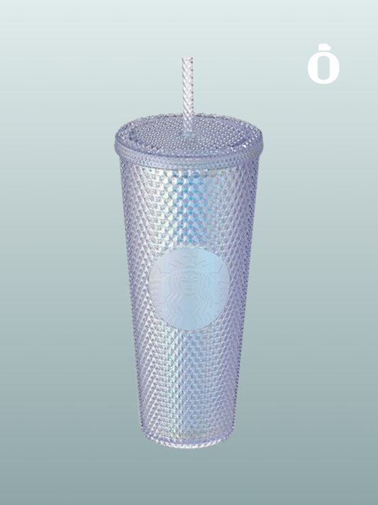 Starbucks White Iridescent Rainbow Studded Tumbler 24 OZ