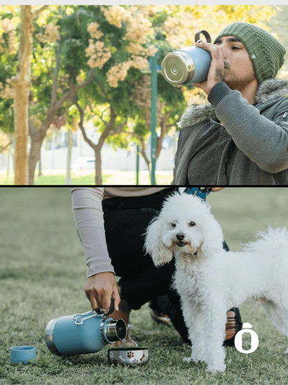 Asobu Dog Bowl Stainless Steel Insulated Travel Bottle | 33 OZ | Blue