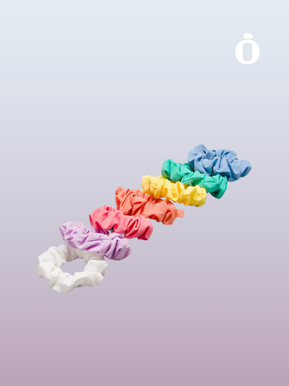 Lululemon | Uplifting Scrunchies 7 Pack | White/Sakura Pink/Coral Kiss/Beaming Yellow/Wander Teal/Sinatra Blue/Purple Cosmos