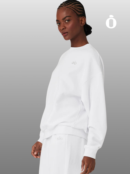 Alo | Accolade Crew Neck Pullover | White