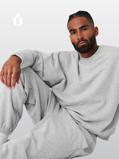 Alo | Accolade Crew Neck Pullover Men | Athletic Heather Grey