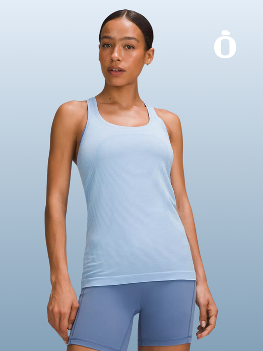 Lululemon | Swiftly Tech Racerback Tank Top 2.0 Hip Length | Spandex Stripe Sinatra Blue/White