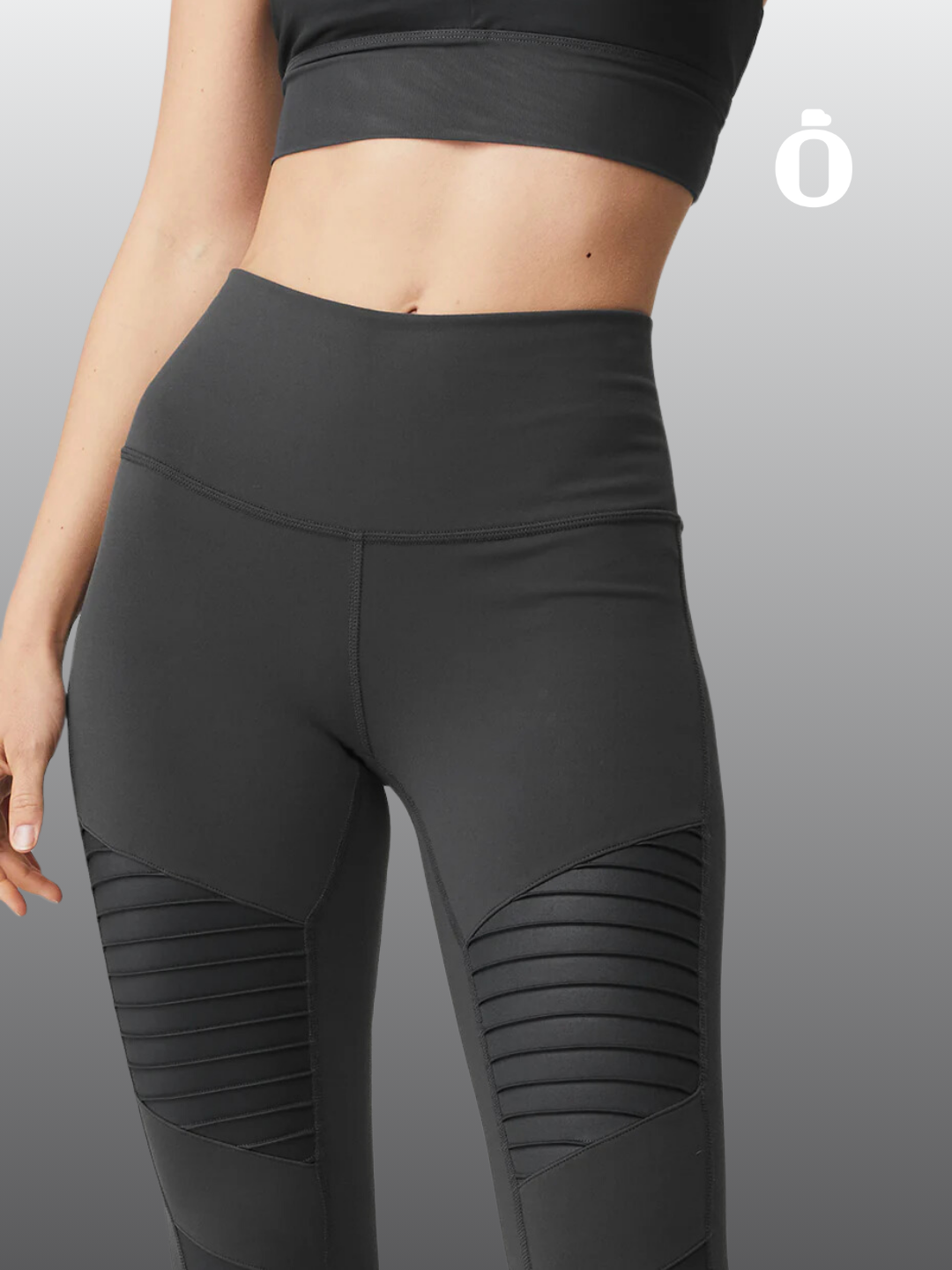 Alo | High-Waist Moto Legging | Anthracite/Anthracite Glossy