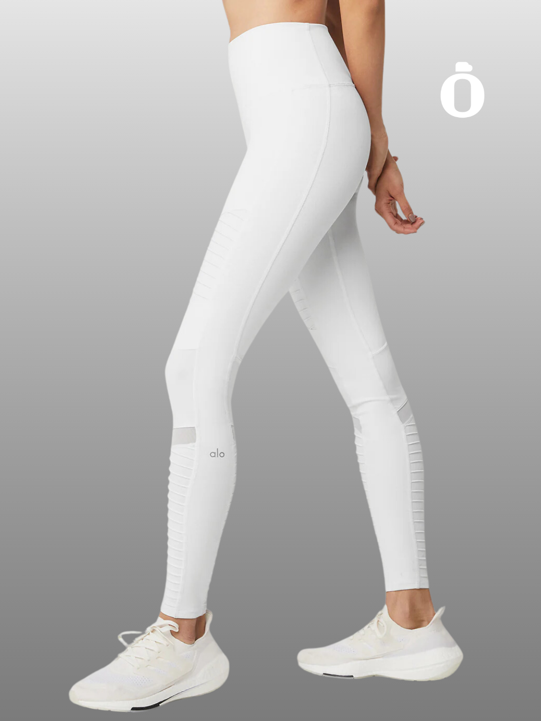 Alo | High-Waist Moto Legging | White/White Glossy