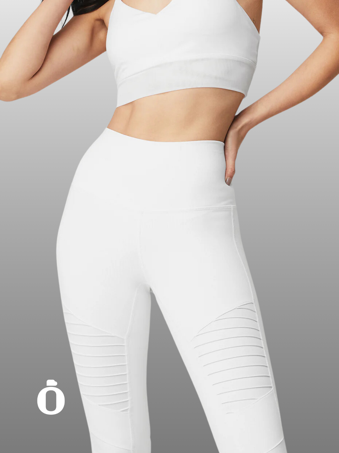 Alo | High-Waist Moto Legging | White/White Glossy