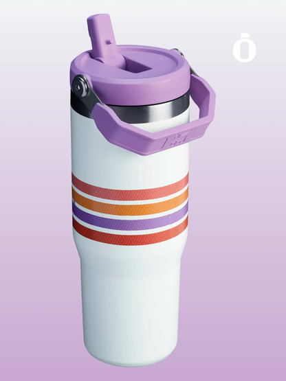 Stanley The Iceflow Flip Straw Tumbler Varsity Collection | 30 Oz | Cream Lilac Stripe