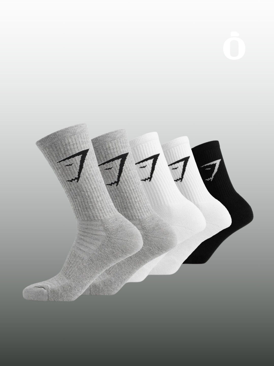 Gymshark | Crew Socks 5pk | White/Black/Light Grey Marl