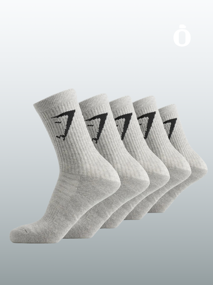 Gymshark | Crew Socks 5pk | Light Grey Marl