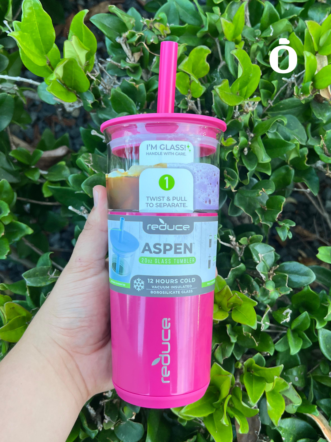 Reduce 20oz Aspen Vacuum Insulated Stainless Steel Glass Tumbler With Lid And Straw Dragonfruit