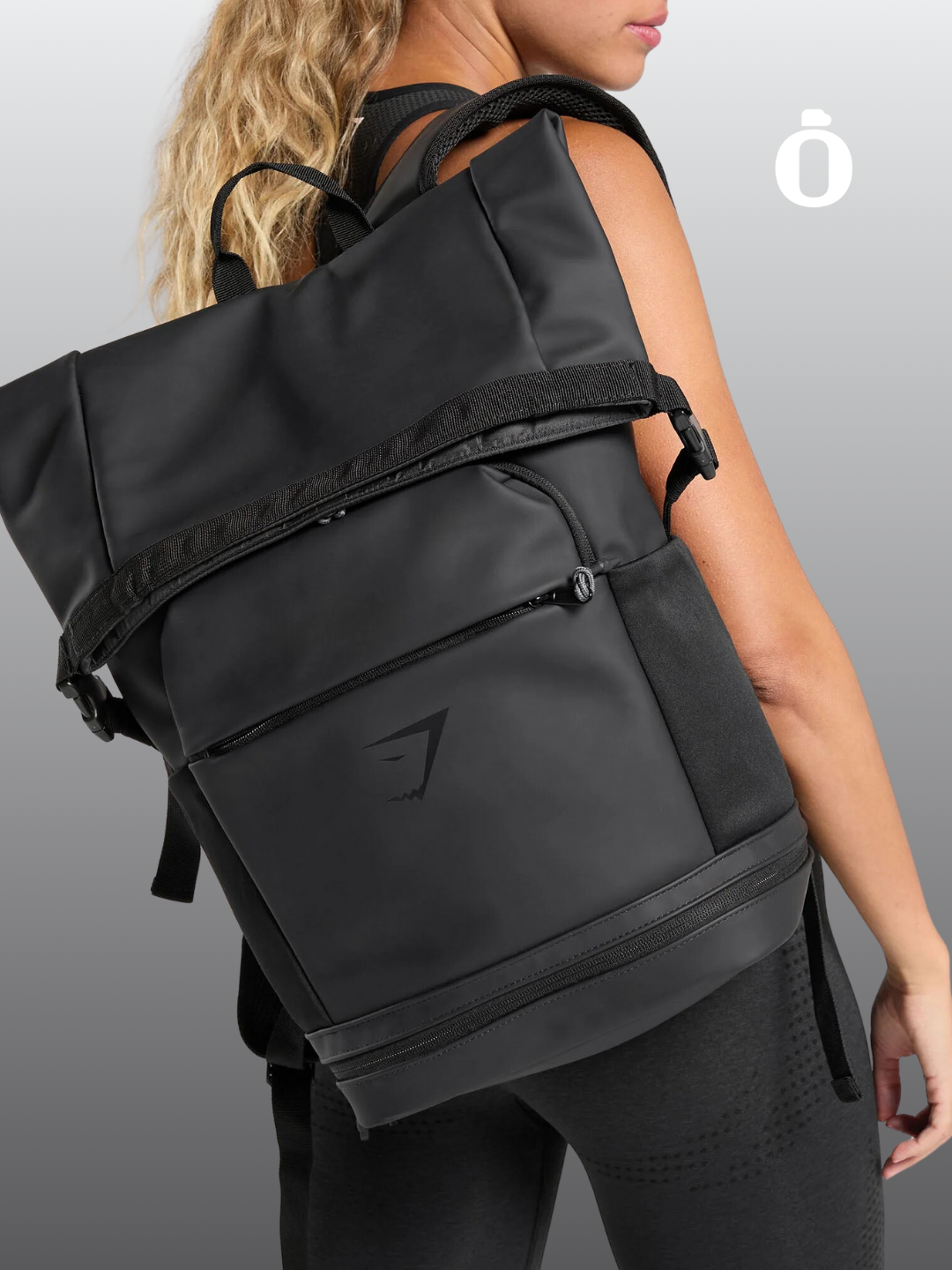 Gymshark | Sleek Backpack Roll Top | Black